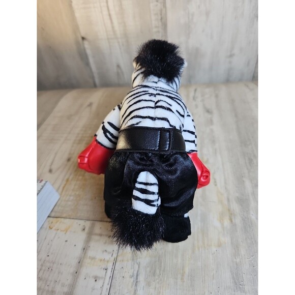 Burton + Burton Zebra Boxer Plush 8″ Stuffed Animal Red Gloves Black Trunks - Picture 5 of 5